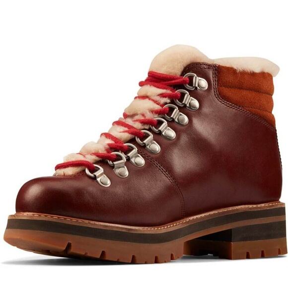 Clarks Orianna Alpine Tan Brown Warmlined Leather Women's Hiking Boots (READ) - Picture 2 of 16